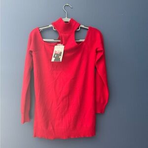 Cyrus Red Off-the-Shoulder Sweater